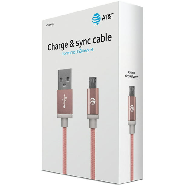 MC05-ROS AT&T Braided USB to Micro USB Charge & Sync Cable 5ft Pink 